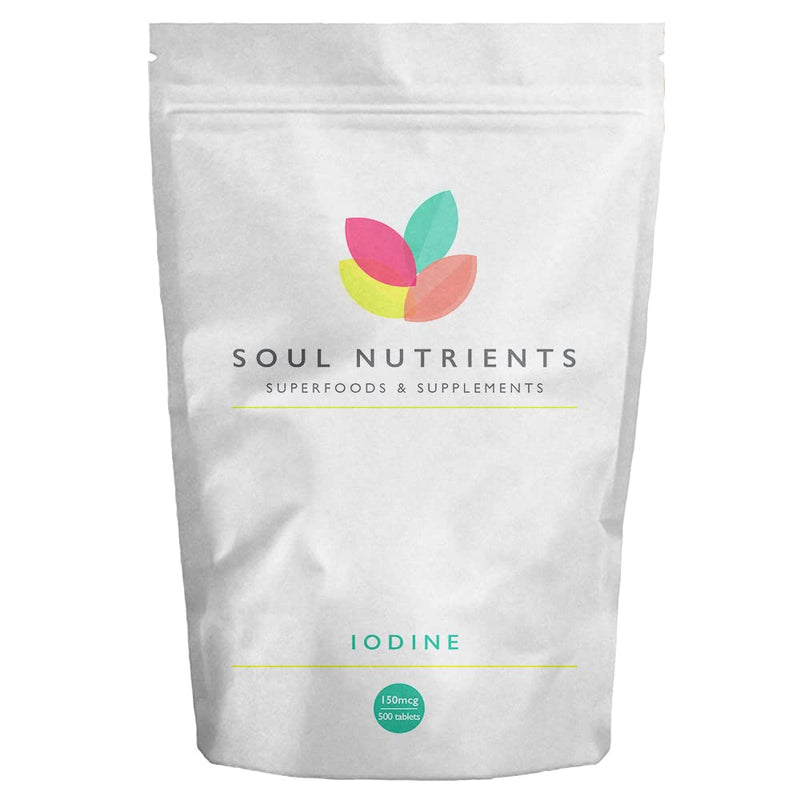 Iodine 150mcg 500 Tablets | Max Strength Potassium Iodine | Pregnancy Health & Thyroid Supplement | Vegan UK Made | GMP Approved | Soul Nutrients - BeesActive Australia