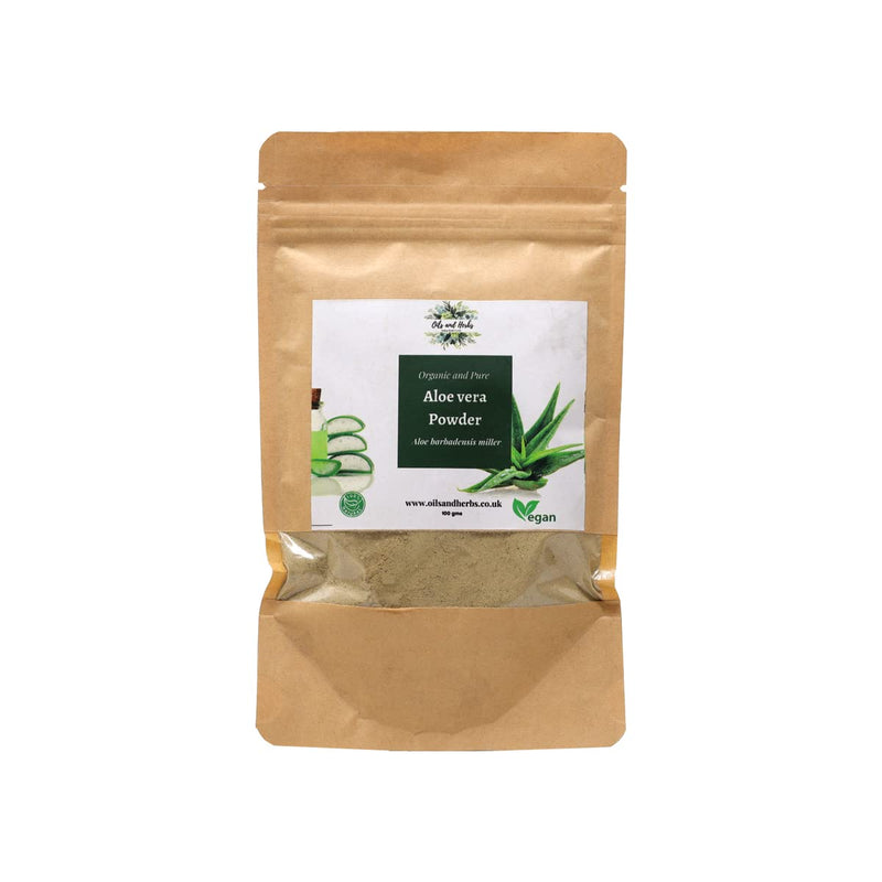 Oils and Herbs UK Clean Organic Aleovera Powder - Aloe barbadensis Miller -100% Pure and Natural (100) 100 g (Pack of 1) - BeesActive Australia