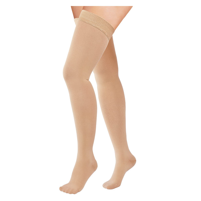 Evolyline Thigh High Compression Stockings for Women & Men 20-30 mmHg, Medical Closed Toe Firm Graduated Support Compression Socks for Varicose Veins, Edema, Flight Running Flying Pregnancy Travel Beige XL - BeesActive Australia