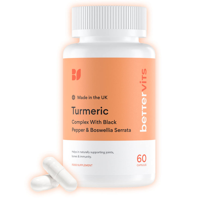 BetterVits Turmeric Complex | Joint Health | Anti-Inflammatory | 10,000mg Extract | with Black Pepper & Boswellia Serrata - BeesActive Australia