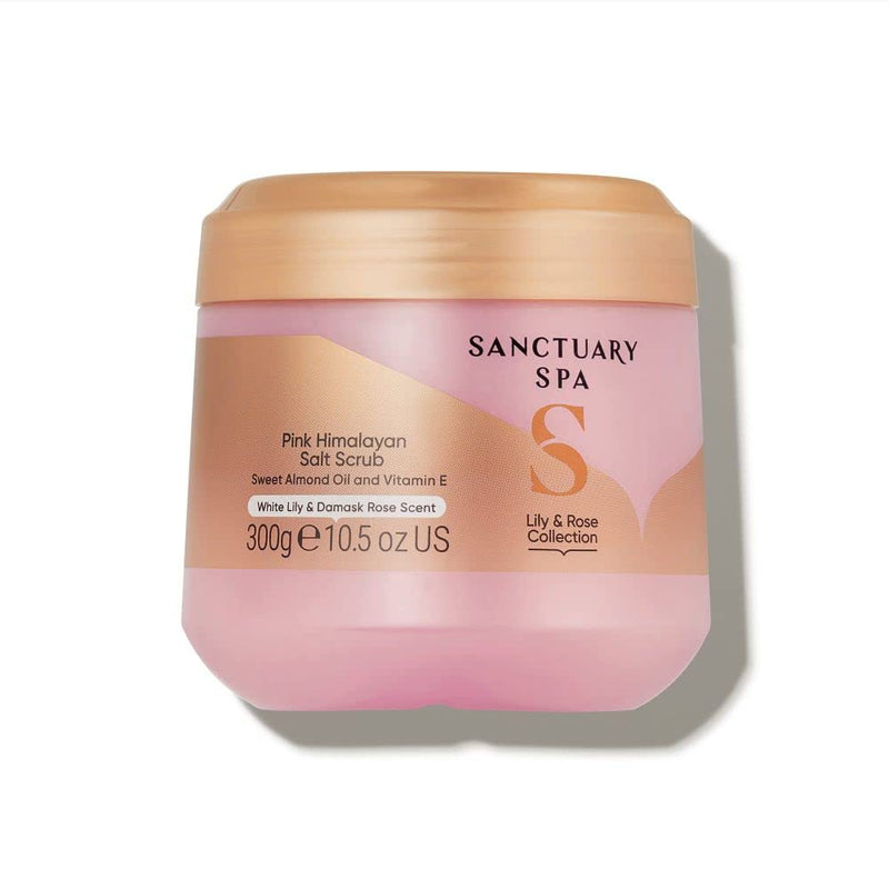 Sanctuary Spa Lily and Rose Salt Body Scrub, Exfoliating Pink Himalayan Salt with Vitamin E and Almond Oil, Vegan and Cruelty Free, 300g - BeesActive Australia