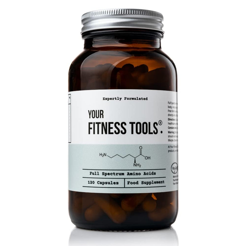 Your Fitness Tools Vegan Full Spectrum Amino Acids | 120 x Free Form Amino Acids Vegan Protein Capsule | BCAA Capsules Supports Muscle Repair, Muscle Building | Made in The UK - BeesActive Australia