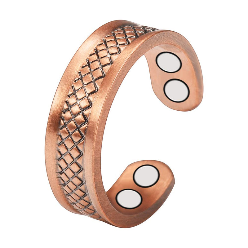 Grid Design Pure Copper Ring for Ladies, Magnetic Rings with 4 Magnets Adjustable Size, Gift for Mom Wife Girlfriend - BeesActive Australia