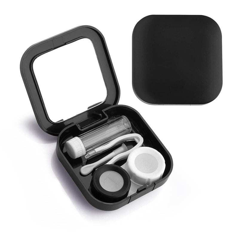 Sibba Contact Lens Cases with Mirror, Contact Lens Holder Mini Box Container, Portable Contact Lens Soaking Case with L and R Caps for Travel Black - BeesActive Australia