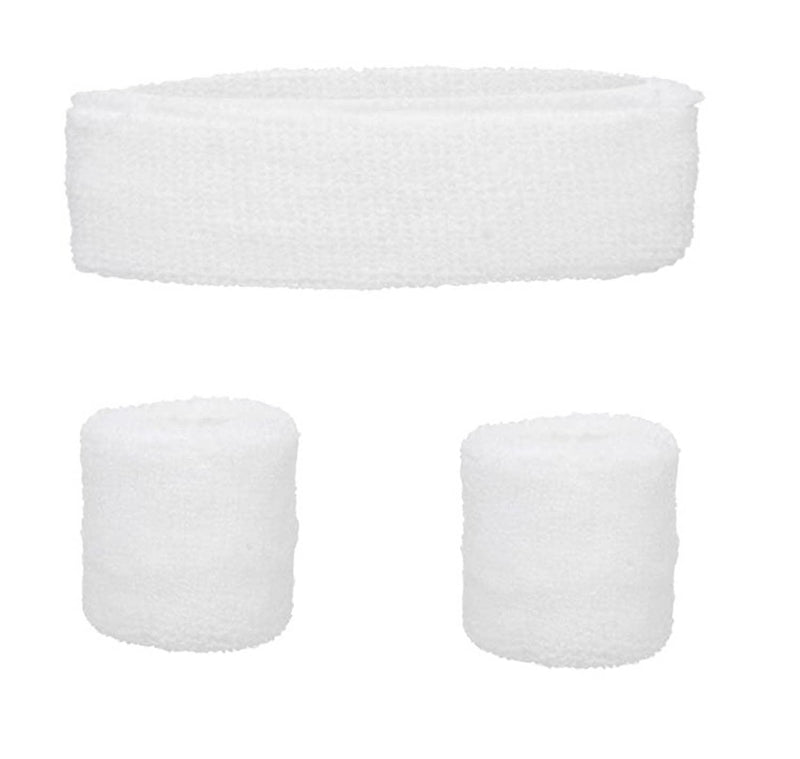 Mytoptrendz® Soft Stretchy Sweat Bands Sets Headband and Wristband Girls Ladies Boy Girls Boys Ladies White - BeesActive Australia