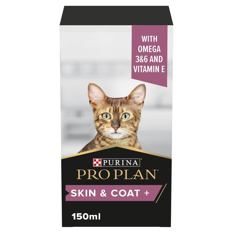 PRO PLAN Cat Skin and Coat Supplement | Skin health support, lustrous coat | with salmon oil, linseed oil, omega 3, omega 6, vitamin E | Adult and Senior cats | Oil 150 ml