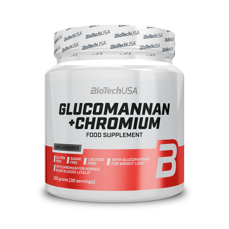 BioTechUSA Glucomannan+Chromium Vegan, unflavoured Food Supplement Drink Powder Rich in Fibre, with glucomannan, Inulin and Chromium, 225 g - BeesActive Australia