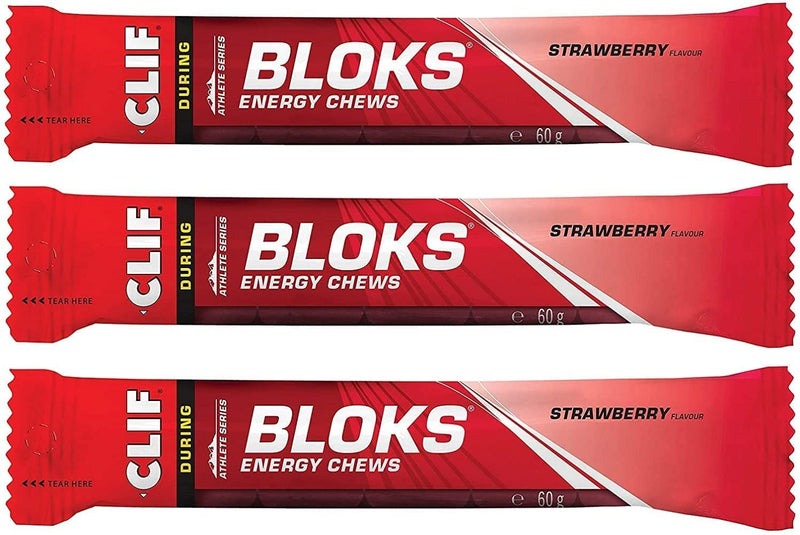 CLIF Bar Bloks Energy Chews Strawberry - Sports Supplements, 60 g (Strawberry - 3 Packs) - BeesActive Australia