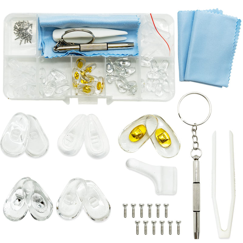 25 Pairs Glasses Nose Pads Silicone, Screw-in Nose Pad for Glasses Eyeglass Repair Kit with Screws Tweezer and Cleaning Cloth - BeesActive Australia