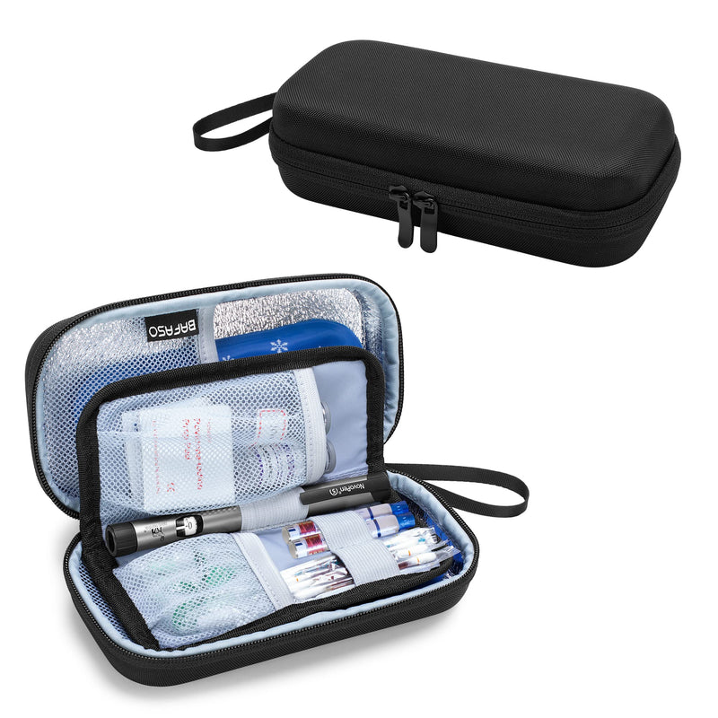 BAFASO Hard Insulin Cooler Travel Case with 2 Ice Packs, Insulin Travel Case for Insulin Pens and Diabetic Supplies, Black - BeesActive Australia