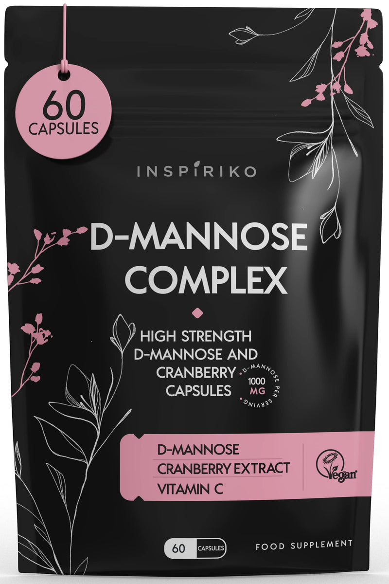 D Mannose 1000Mg Tablets Complex – 3-in-1 D-mannose Capsules with High-Strength D mannose Powder, Cranberry Extract & Vitamin C – Preventative Urinary Tract & Bladder Care for Women, 60 Capsules 60 Count (Pack of 1) 60.0 - BeesActive Australia
