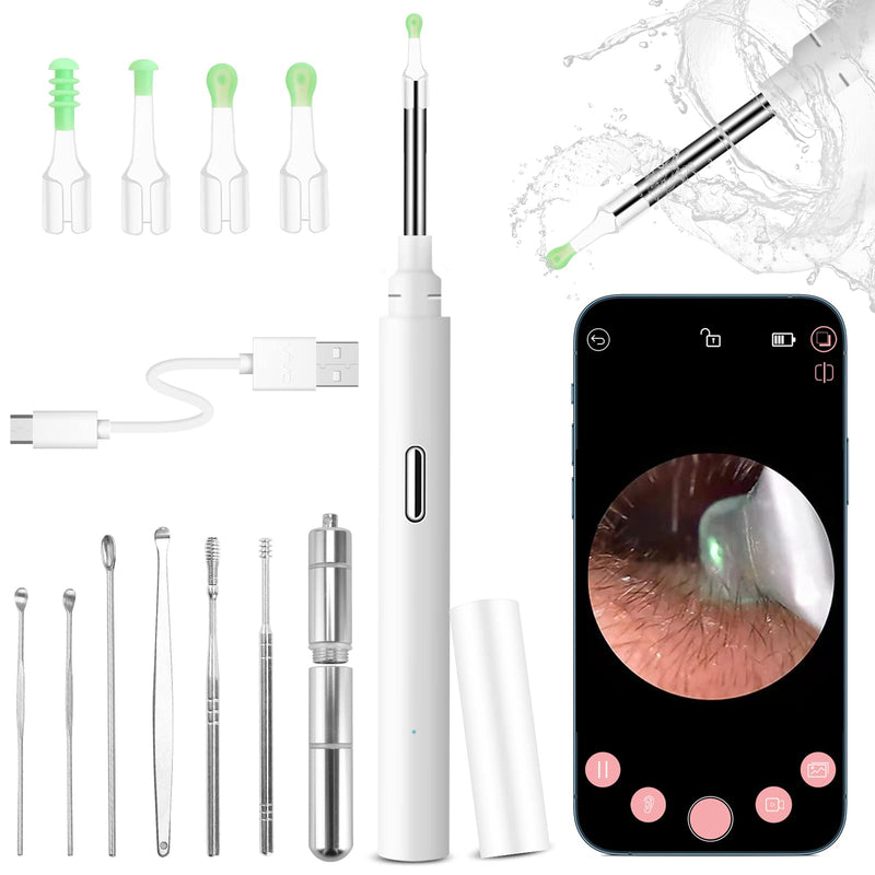 Denchy Ear Wax Removal Kit Camera, Ear Cleaner Otoscope, 3.9mm Inner Len 1080P FHD WiFi Wireless Ear Scope Endoscope with 6 LED Lights, Ear Cleaning, Earwax Remover Tool for Adults Kids Babys (WT) White - BeesActive Australia