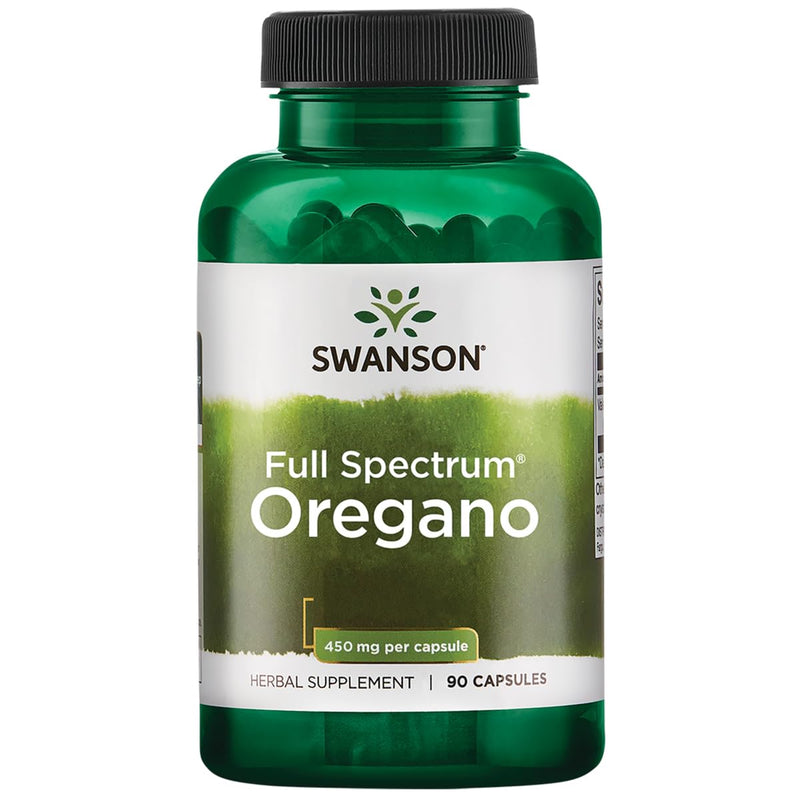 Swanson Full Spectrum Oregano, Origanum vulgare, 450mg, 90 Capsules, High Strength, Laboratory Tested, Soy Free, Gluten Free, Non-GMO - BeesActive Australia