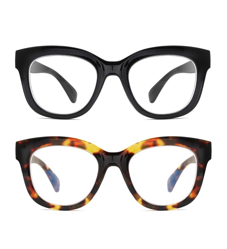 Areyeth Oversized Retro Reading Glasses for Women, Oprah Style Large Blue Light Blocking Readers Black+yellow Tortoise 3.0 x - BeesActive Australia
