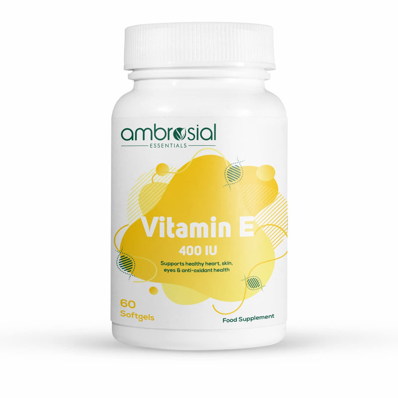 Ambrosial Vitamin E Capsules for Skin & Face VIT E 400 IU| Natural & Pure Vitamin E Oil Capsules |Highly Absorbable & High Strength| Hair Skin & Nail Vitamins for Women & Men (Pack of 1-60 Softgels) 60 count (Pack of 1) - BeesActive Australia