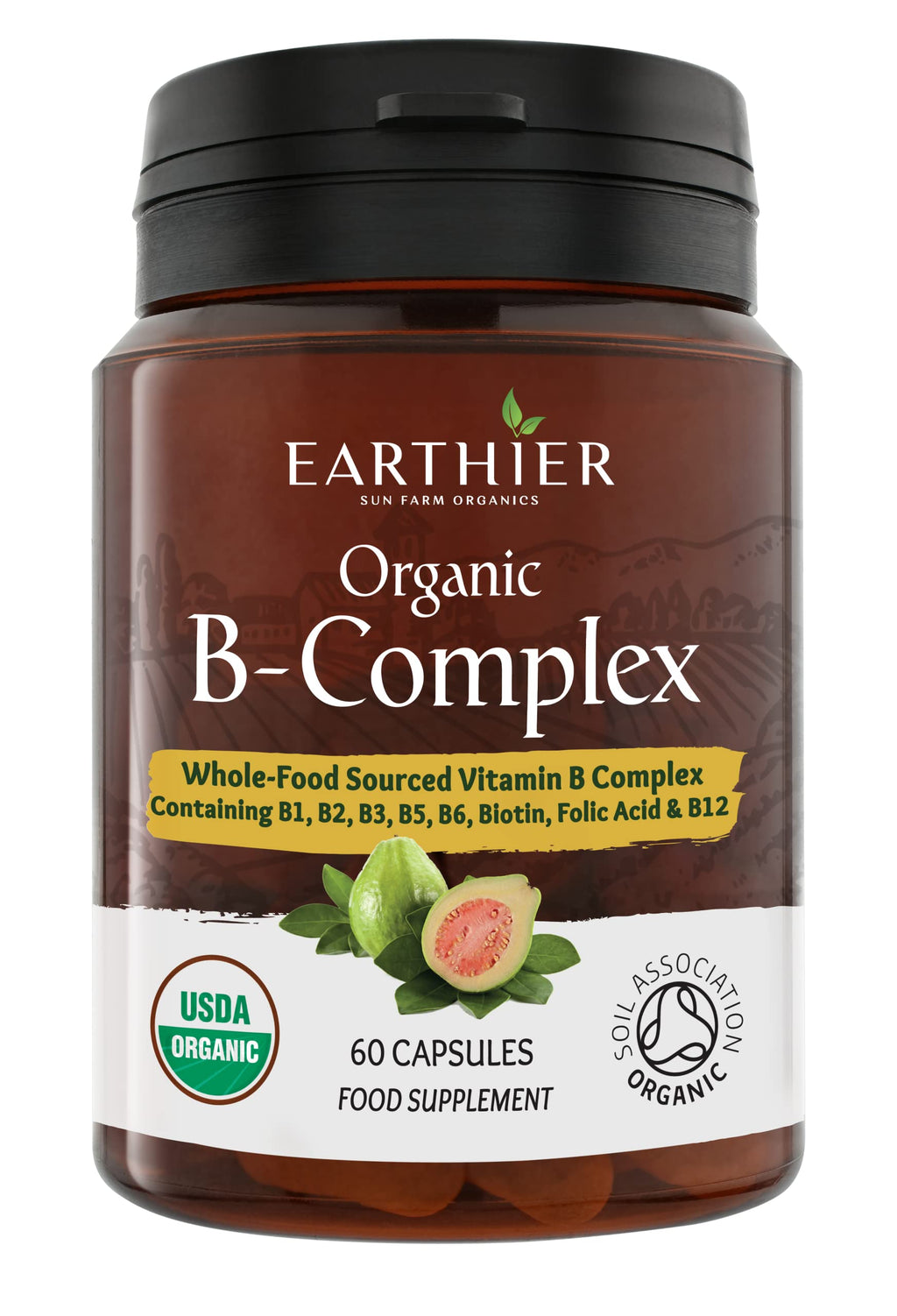 Organic Vitamin B Complex from Whole Foods - Blend of All 8 B Vitamins per Capsule - Vegan - 60 Capsules - BeesActive Australia