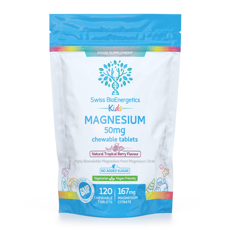 Magnesium Chewable Tablets 50mg � Balanced Dosage for Children from 167mg of Magnesium Citrate � Easily absorbable & Highly bioavailable - Tropical Berry Flavour with no Added Sugar - Vegan & UK Made - BeesActive Australia