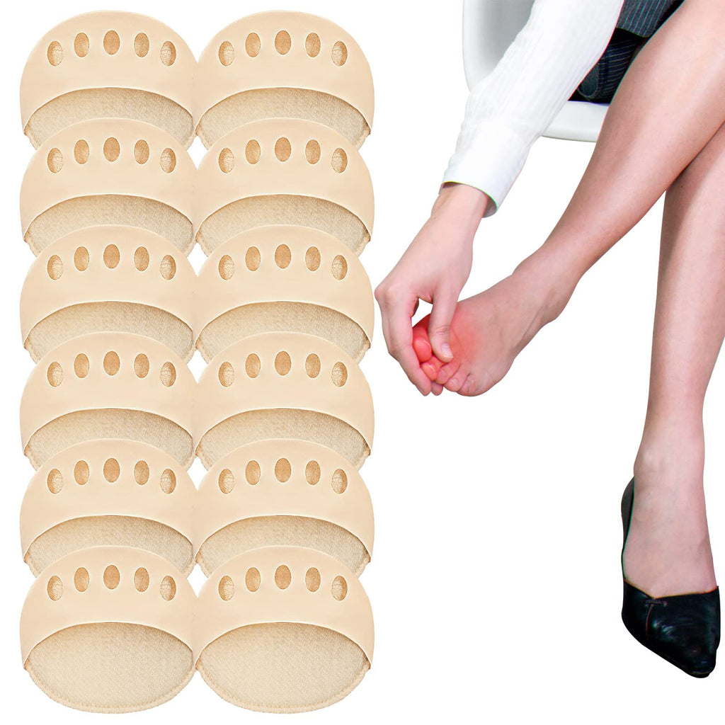 TAGVO 6 Pairs Women Forefoot Pads, Honeycomb Fabric Breathable Sweat Absorb High Heel Forefoot Cushion Pads, Ball of Foot Cushion Pads for Metatarsal Pads, Reusable Relief Foot Fatigue Pain Foot Pads Nude6 - BeesActive Australia