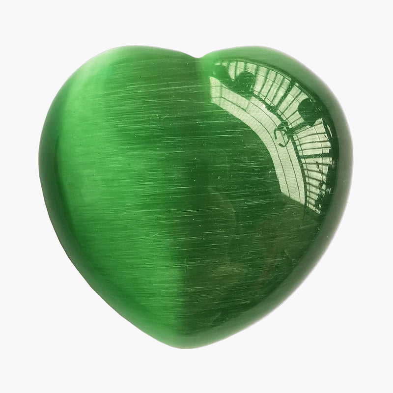 Manekieko Green Cat's Eye Stone Palm Worry Carved Heart Love Stone,40mm Crystals and Healing Stones - BeesActive Australia