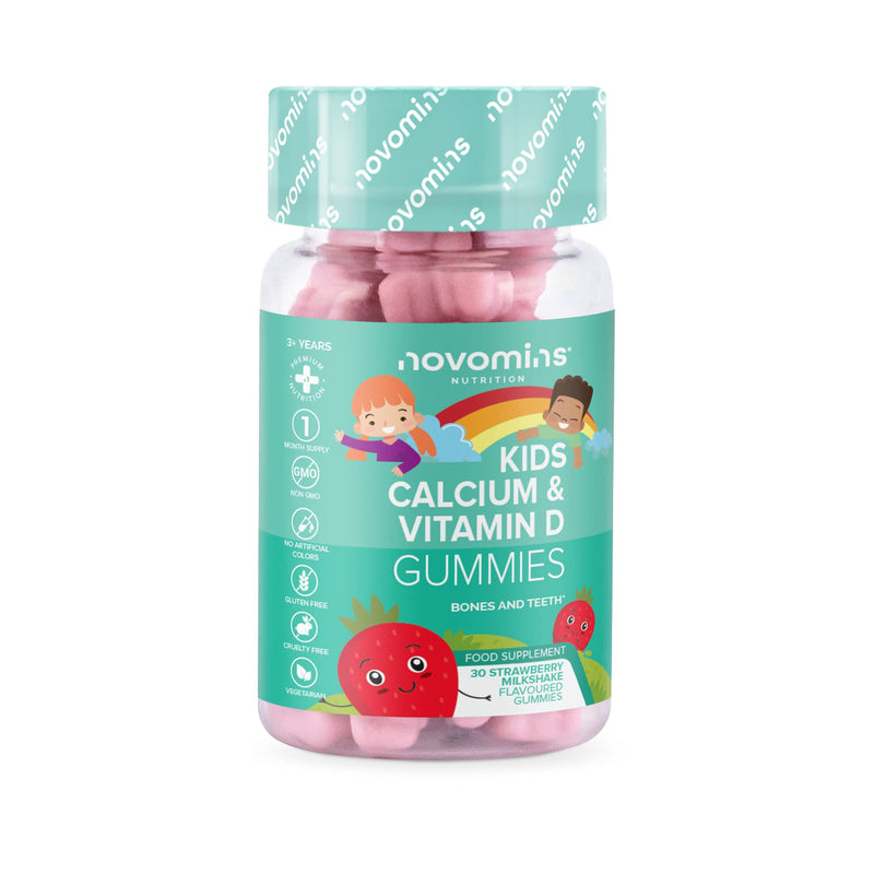 Calcium Gummies for Kids - Healthy Bones & Teeth - Vegetarian - 1 Month Supply � Chewable Childrens Calcium Supplement � 30 Chewable Kids Vitamins � Infused with Vitamin D & K2- by Novomins - BeesActive Australia