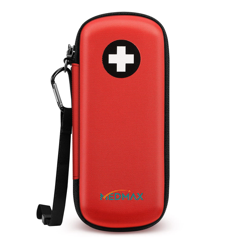 MEDMAX Epipen Medical Carrying Case, Hard Shell EVA Shock Absorption Travel Medication Organizer Bag Emergency Medical Pouch Holds 2 EpiPens, Asthma Inhaler, Auvi-Q, Allergy Medicine Essentials, (Red) Red - BeesActive Australia