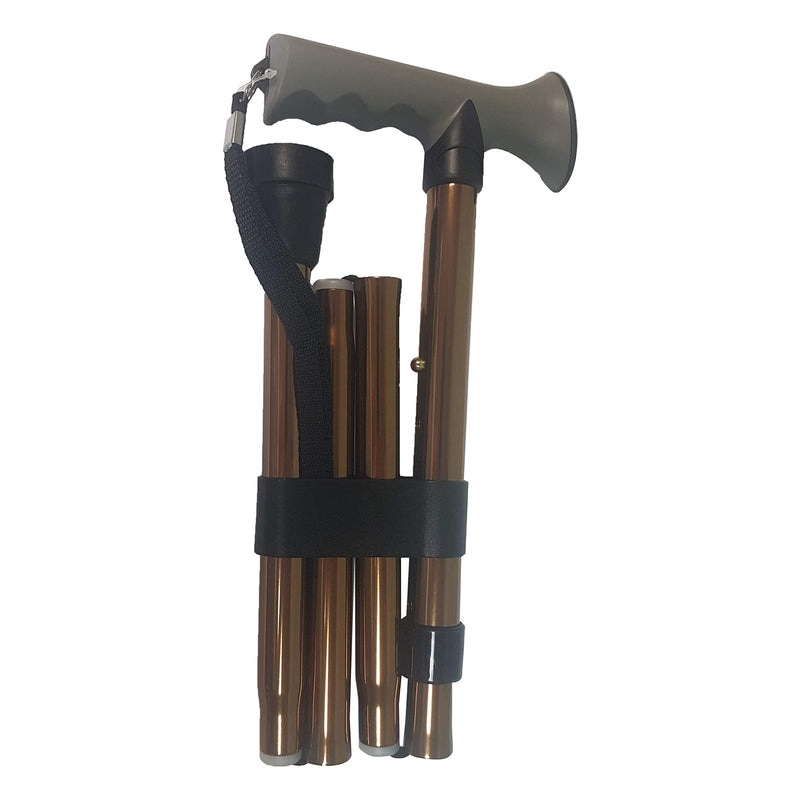 LIFE Healthcare Walking Stick – Gel Handle Comfort Grip Collapsible Folding Cane for Men & Women - Adjustable Length - Brown - BeesActive Australia