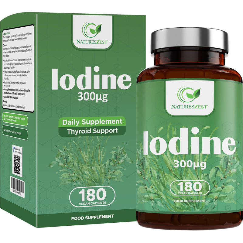 High Strength Iodine Capsules - 180 Capsules, 6 Month Supply � Thyroid Support Supplement, 300?g Iodine per Cap � Thyroid Formula, for a Normal Thyroid Function � Potassium Iodide � Packaging May Vary - BeesActive Australia