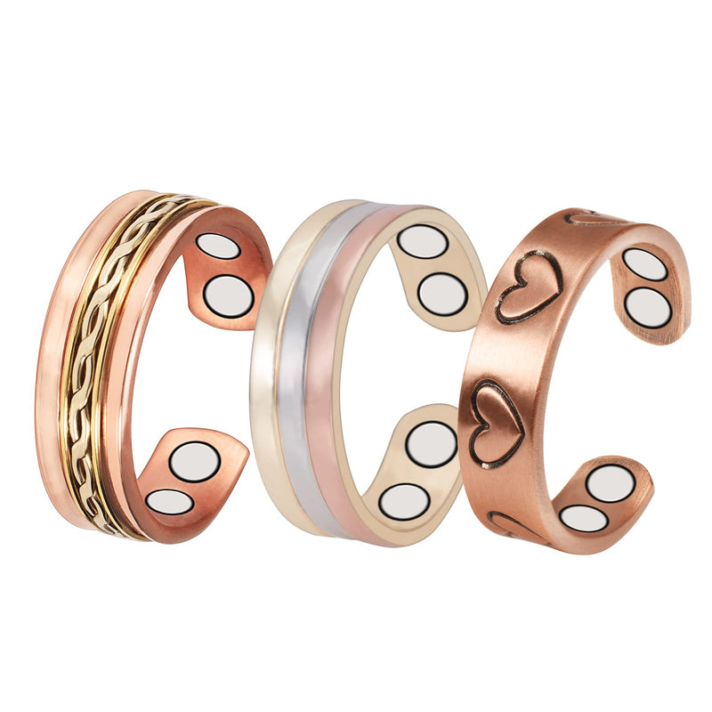 EnerMagiX Magnetic Copper Rings for Women or Men, Copper Ring with 2 Magnets, Adjustable Size, Women's Day Gift for Mom, Wife - BeesActive Australia
