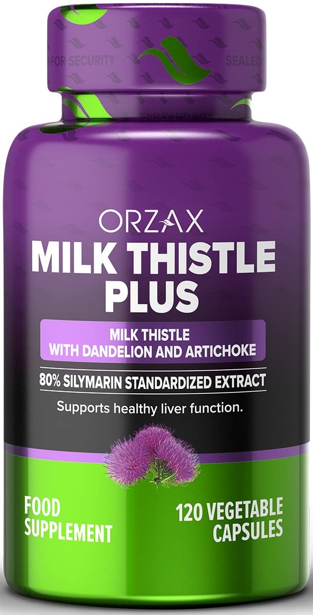 ORZAX Milk Thistle Supplement, Extra Strength Blend Formula, 80% Silymarin with Dandelion and Artichoke, Dairy-Free, 120 Vegetable Capsules - BeesActive Australia