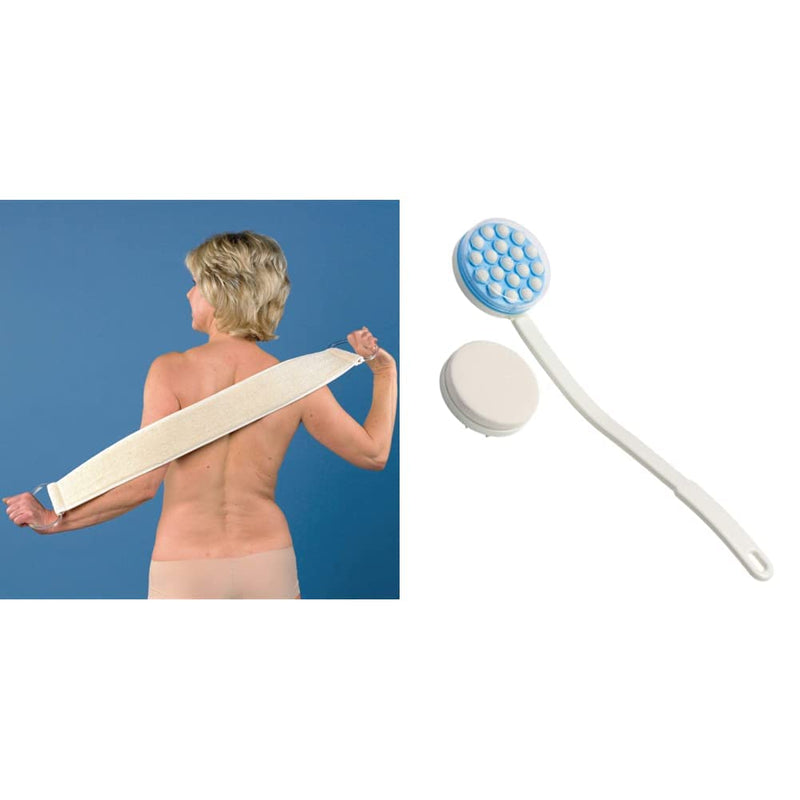Flannel Strap Double Sided & Sammons Preston Lotion Applicator with Massage Head, Long Handle and Foam Massaging for Back, Easily Apply Lotions, Creams, Oils, Pain Relief Gel, Suncreen, Mobility Aid + Lotion Applicator - BeesActive Australia