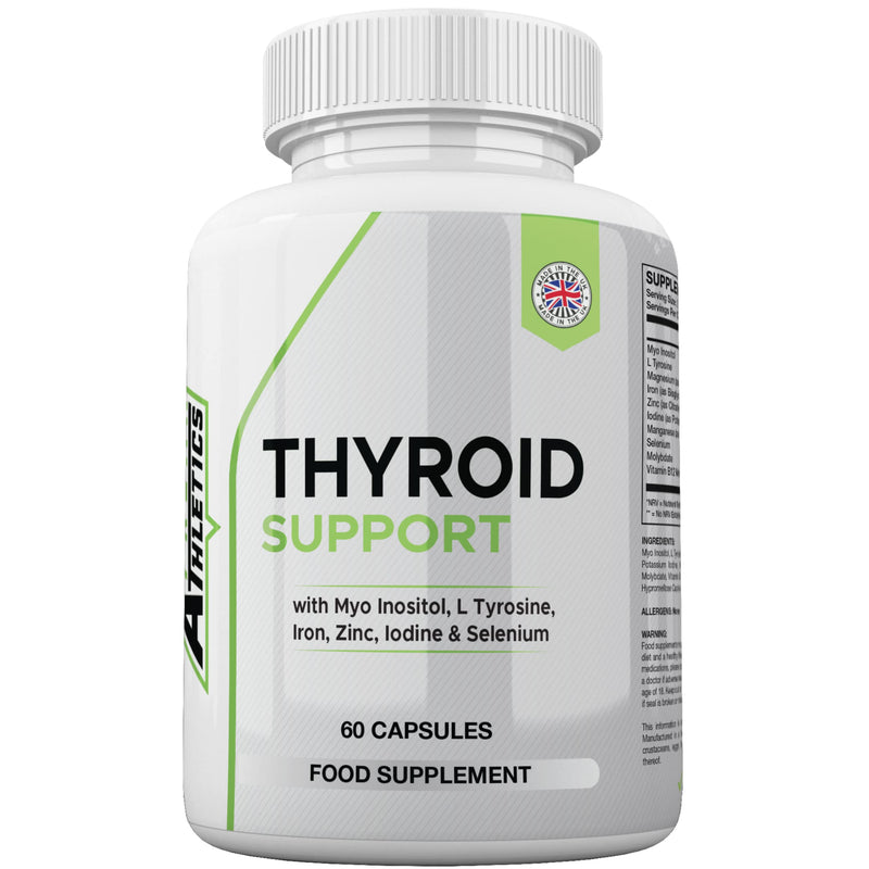 Thyroid Support Supplement - 60 Capsules - Includes Myo inositol, L-Tyrosine, Iron, Magnesium, Zinc, Manganese, Selenium, Vitamin B12 - Contributes to The Reduction of Tiredness & Fatigue - BeesActive Australia