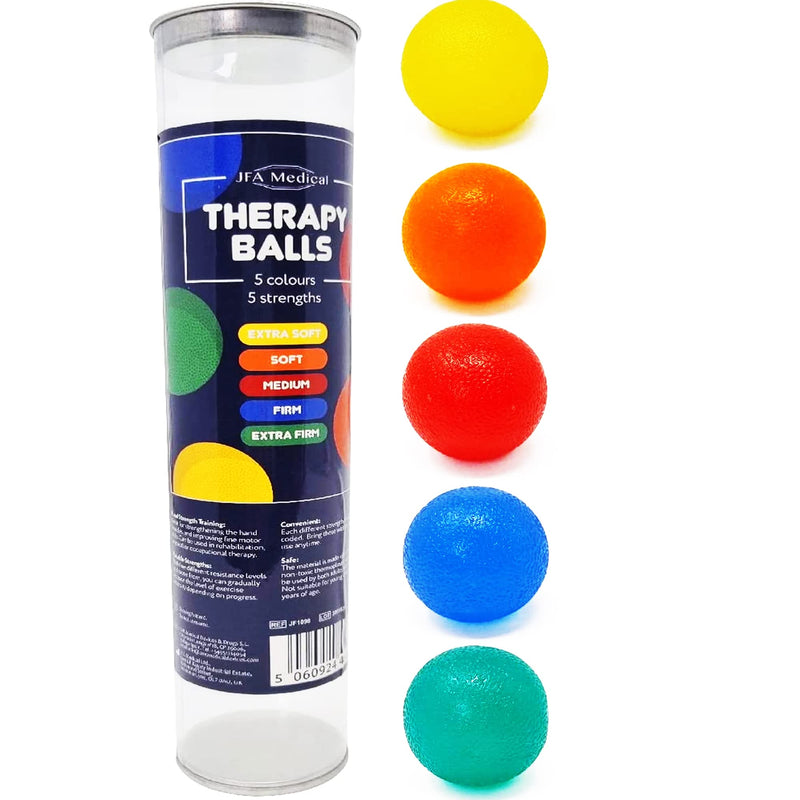 JFA Medical Hand Therapy Exercise Balls 5 Strengths - Extra Soft, Soft, Medium, Firm, Extra Firm - BeesActive Australia
