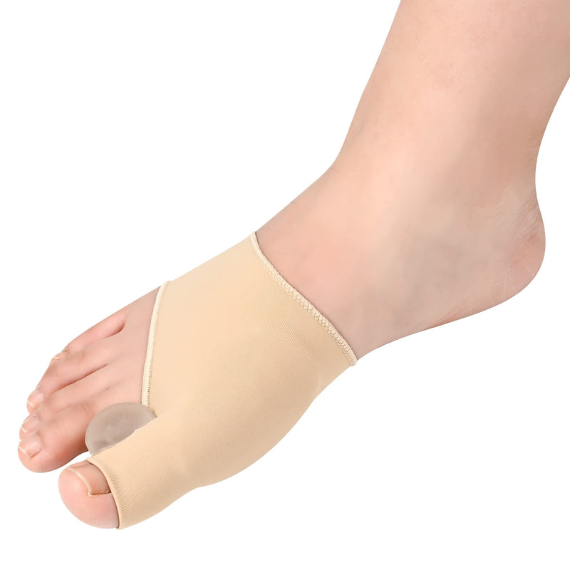 Bunion Corrector Big Toe Separator Bunion Splint Sleeve 1 Pair of Bunion Relief Sleeve with Silicone Bunion Pad Protector,Scientific Correction of Bunion Day and Night Wearable (Beige & Small) S Beige - BeesActive Australia