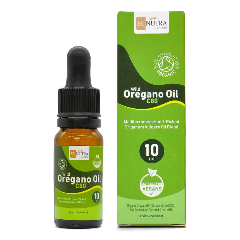 Organic Wild Oregano Oil C80 10ml (70 Servings) - 83%+ Carvacrol & Low Thymol Levels - UK Soil Association Approved - SC Nutra / Sweet Cures - BeesActive Australia