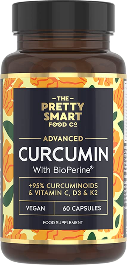 Powerful Curcumin 95 & BioPerine - Turmeric Capsules High Strength with Black Pepper - High Absorption 95% Curcuminoids - With D3, K2, Coconut & Botanicals - 60 Capsules (not tablets) - Made in The UK - BeesActive Australia