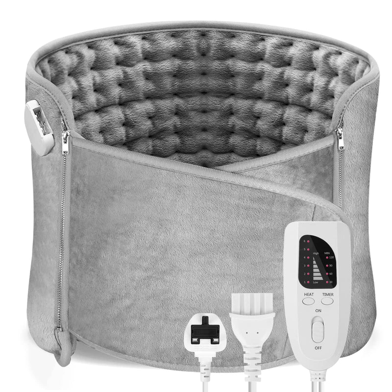 Heat Pads for Back Pain Relief, Aisutha Soft Heat Pad with Auto Shut Off and 6 Heat Level Settings, Detachable Heating Pad with Zipper Hook and Loop Fastener, Machine Washable, 12" x 48" 12" x 48", Grey - BeesActive Australia