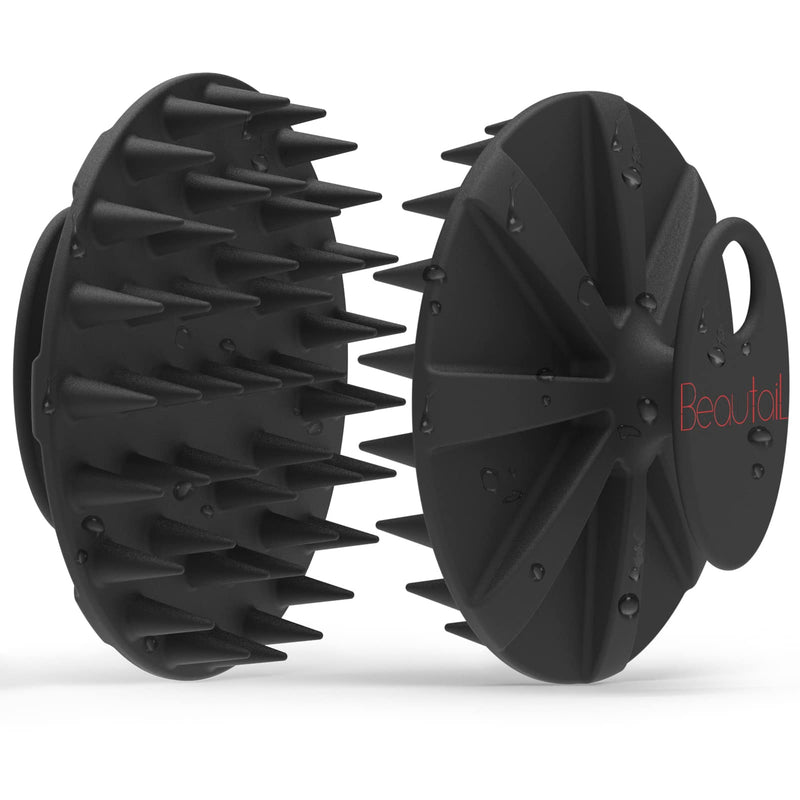 BEAUTAIL Hair Scalp Massager Shampoo Brush, Soft Silicone Head Care Scrubber and Exfoliator for Dandruff Removal and Hair Growth, Washing Hair Scrub Brush for Women Men Pet, 1 Pack, Black - BeesActive Australia
