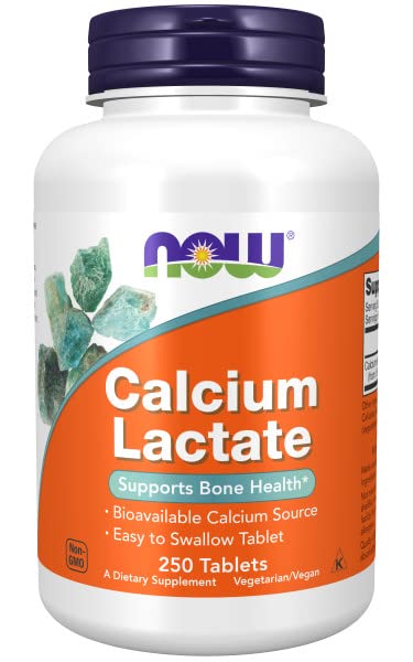 Now Foods, Calcium Lactate, High Dose, 250 Tablets, Lab-Tested, Gluten Free, Vegetarian, SOYA Free, Non-GMO - BeesActive Australia