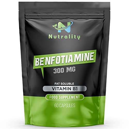 Nutrality Benfotiamine Supplement 300mg 60 Caps - Vitamin B1 Fat-Soluble for Heart, Kidney, Antioxidant Support, Cognitive Improvement, Increase Energy - Suitable for Vegan, Vegetarians, Allergen-free - BeesActive Australia