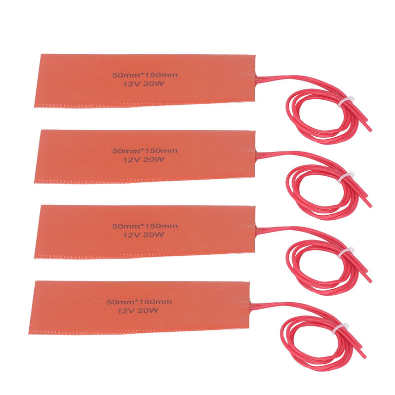 4 Pcs Silicone Rubber Heating Pad, Flexible Silicone Heater Mat Rubber Heating Blanket Hot Heated Bed for Industrial Equipment 20W 12V - BeesActive Australia