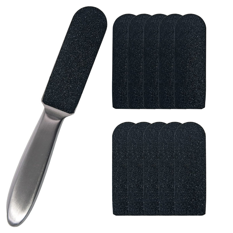 Professional Pedicure Foot File and Callus Remover for Hard Skin, Stainless Steel Foot Rasp File with Ten Free Refill Grits Replacement Pads with Two Sides Simple Bath Pedicure Salon Foot Scrubber(21) 1 count (Pack of 1) - BeesActive Australia