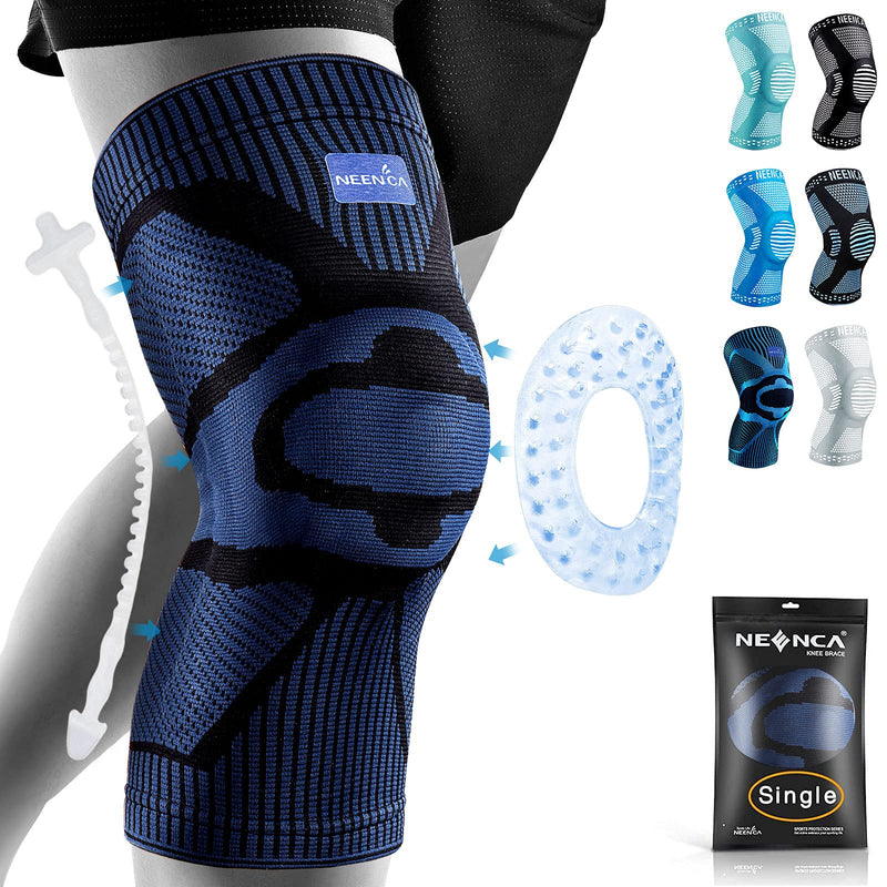 NEENCA Knee Brace,Knee Compression Sleeve Support with Patella Gel Pad & Side Stabilizers,Medical Grade Knee Protector for Running,Meniscus Tear,Arthritis,Joint Pain Relief,ACL,Injury Recovery 3XL B Dark Blue - BeesActive Australia