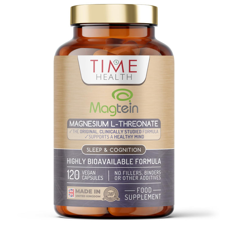 Magnesium L-Threonate (Magtein�) � 120 Capsules � High Strength 2100mg � Highly Bioavailable Chelated Form � UK Made to GMP & HACCP Standards � Zero Additives � Pullulan 120 Count (Pack of 1) - BeesActive Australia