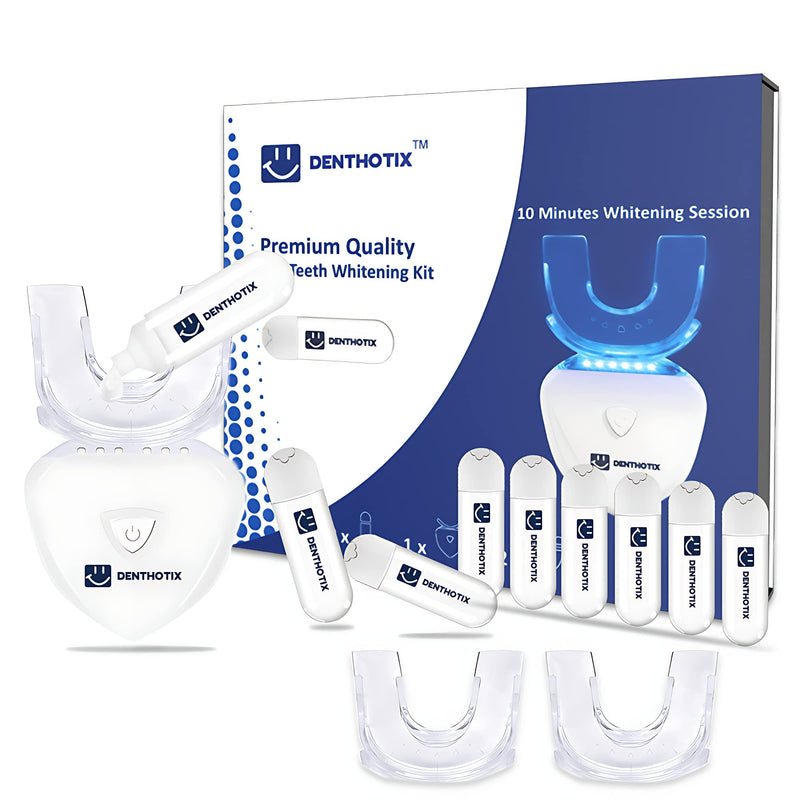 DENTHOTIX LED Teeth Whitening Kit – 10 Minutes Session with Auto-Timer - Sensitivity Free - Home Teeth Whitening Kit & 8 Teeth Whitening Gel Pods 33.6ml - Remove Stains - Rapid and Effective Results - BeesActive Australia