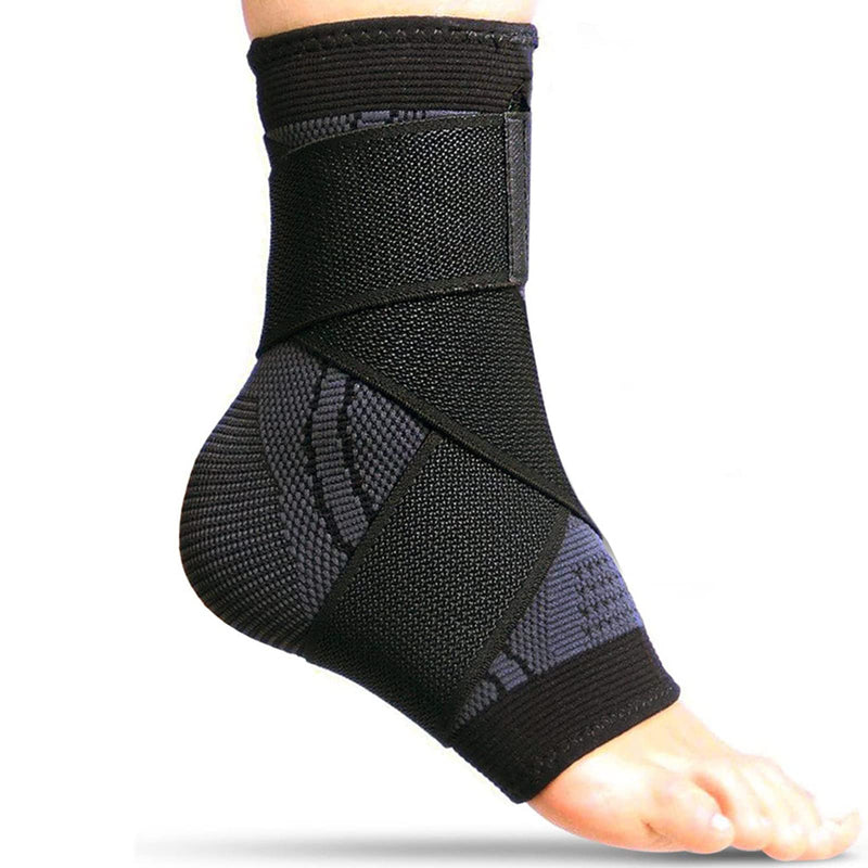 Ankle Support Brace Adjustable Strap Foot Compression Sleeves Socks for Achilles Tendonitis, Heel Support Ankle Sport Protector for Ligament Damage, Weak Sprained, Plantar Fasciitis, (L-Black) L Black - BeesActive Australia