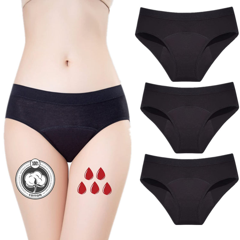 ZVZK Period Panties Heavy Flow 30ML Women Absorbent Leak Proof Panty Pants Menstrual Underwear Briefs Hipster M Black 3 Pack - BeesActive Australia