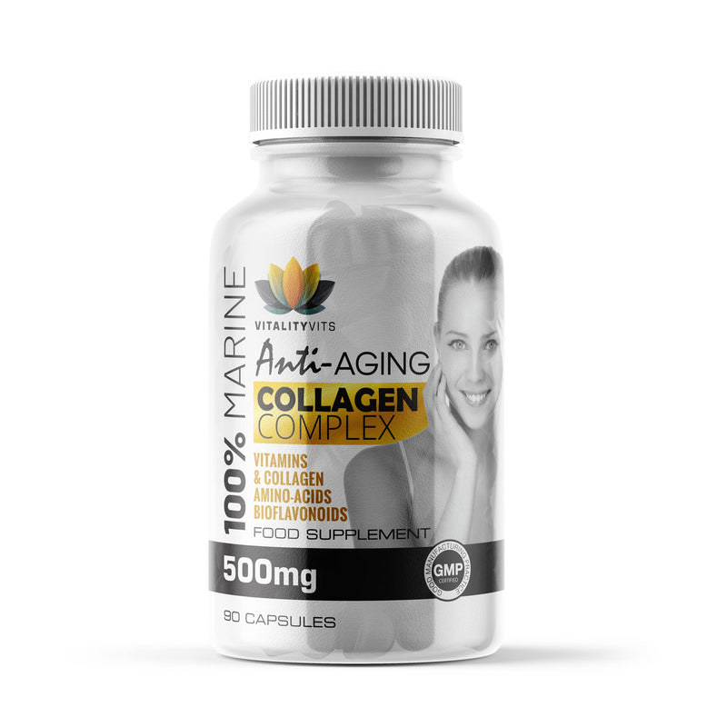 Marine Collagen Complex - High Strength Capsules for Hair, Skin, Nails & Joint Support - Vitamins B2 C & E - BeesActive Australia