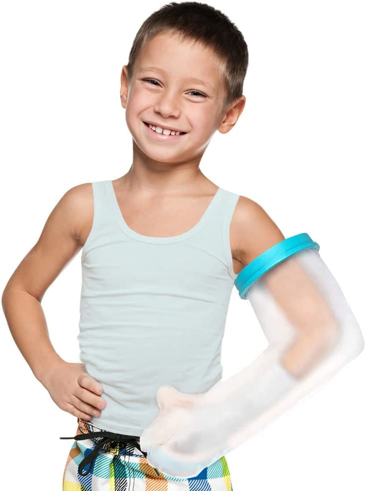 Fasola Child Cast Cover Arm Waterproof for Shower, Plaster Hand Sleeve Dressing Protector for Broken Wrist, Elbow, Fingers Wound, Burns, Reusable Cast Bag Full Arm Keep Wounds & Bandage Dry, 21 inch 8-10 Yrs(55cm) - BeesActive Australia