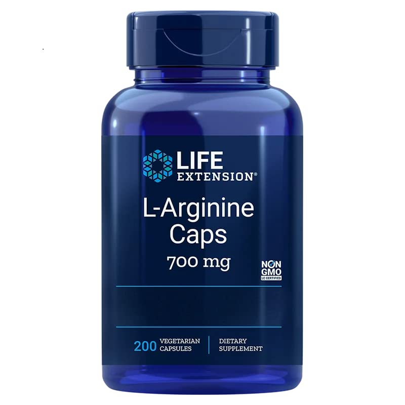 Life Extension L-Arginine, 700mg, high dose, 200 Vegan Capsules, Lab Tested, Gluten Free, Vegetarian, Soy Free, GMO Free - BeesActive Australia