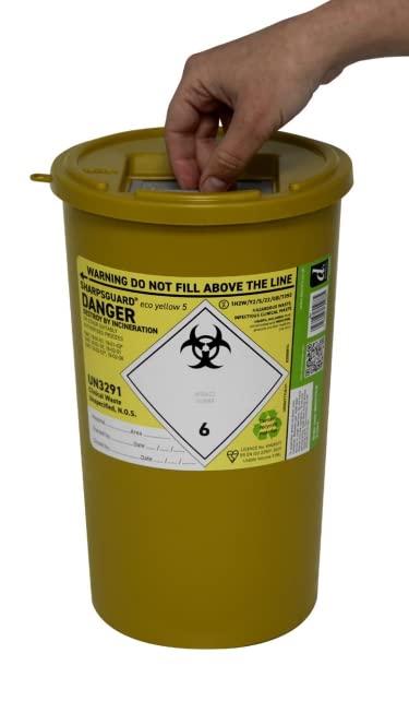 Munitech, Sharps Bin 5L Yellow, Sharps Container for Needle Disposal, Eco Friendly, Part recycled plastic. (Single Pack) 1 - BeesActive Australia